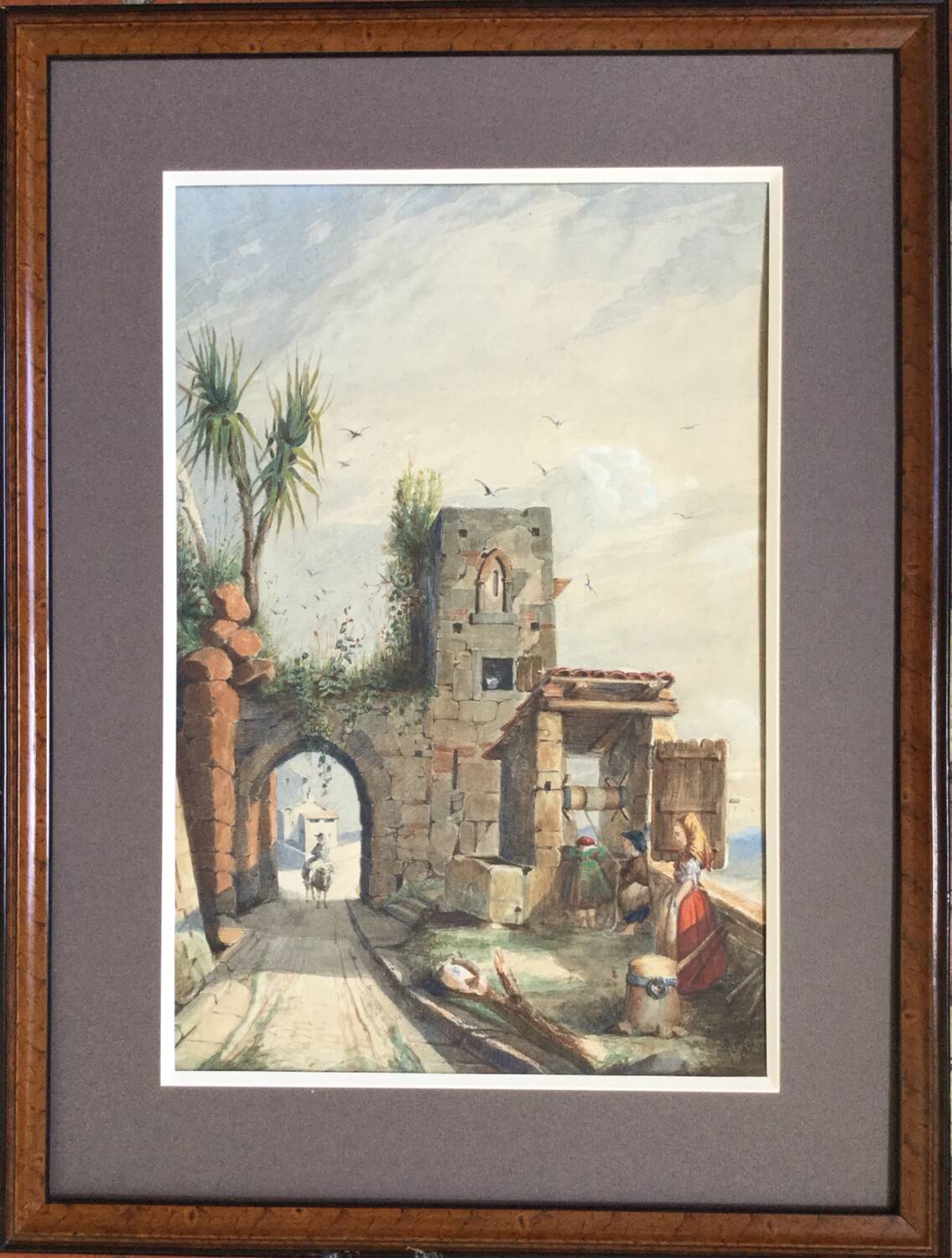 Nicolas RENIÉ, 1808-?. The Animated Well, 1851. Signed watercolour.
