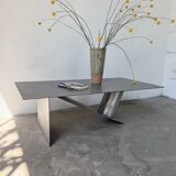 Handcrafted metal coffee table from the 1970s