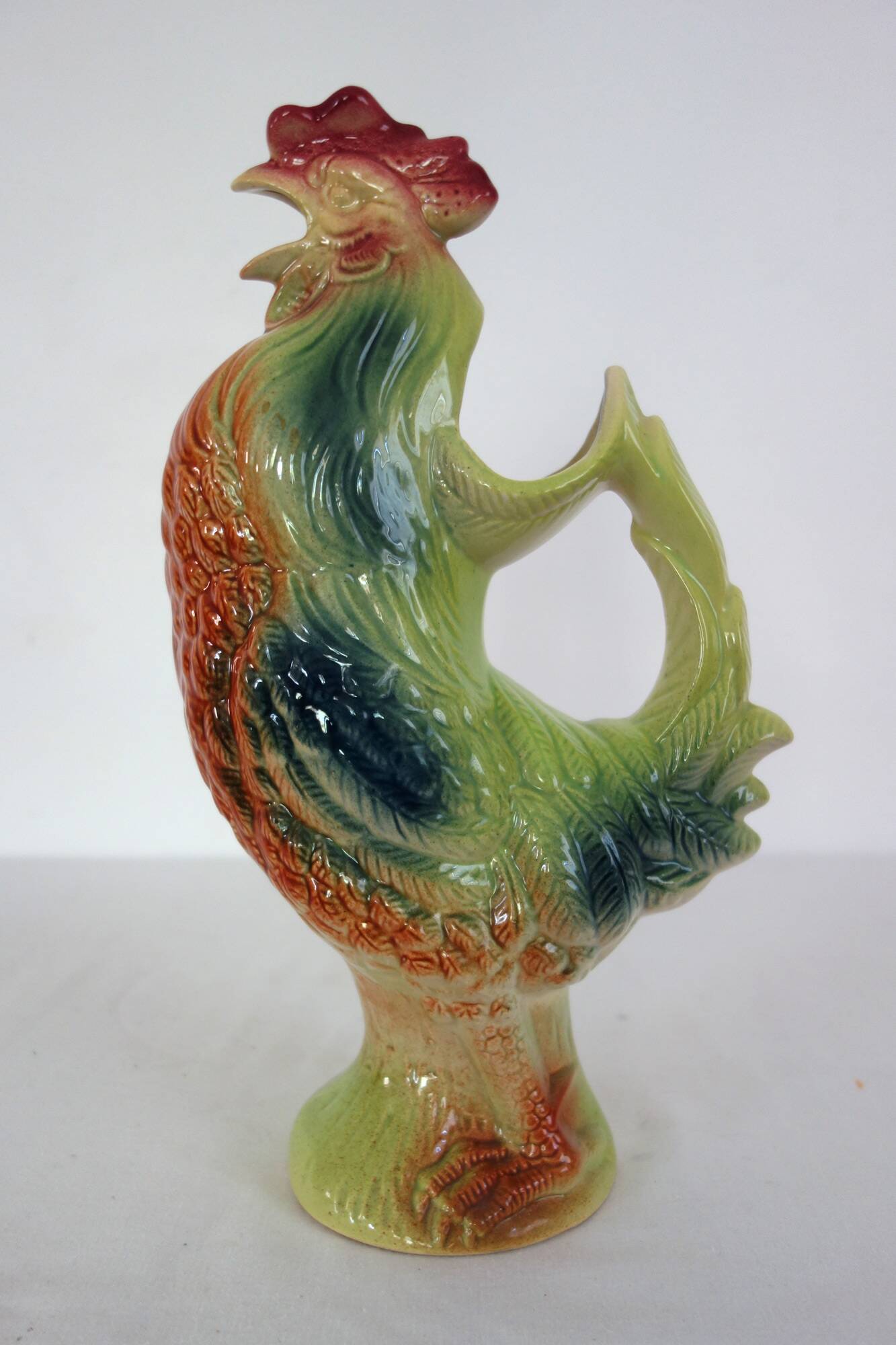 Saint Clément rooster pitcher, barbotine, 1950s