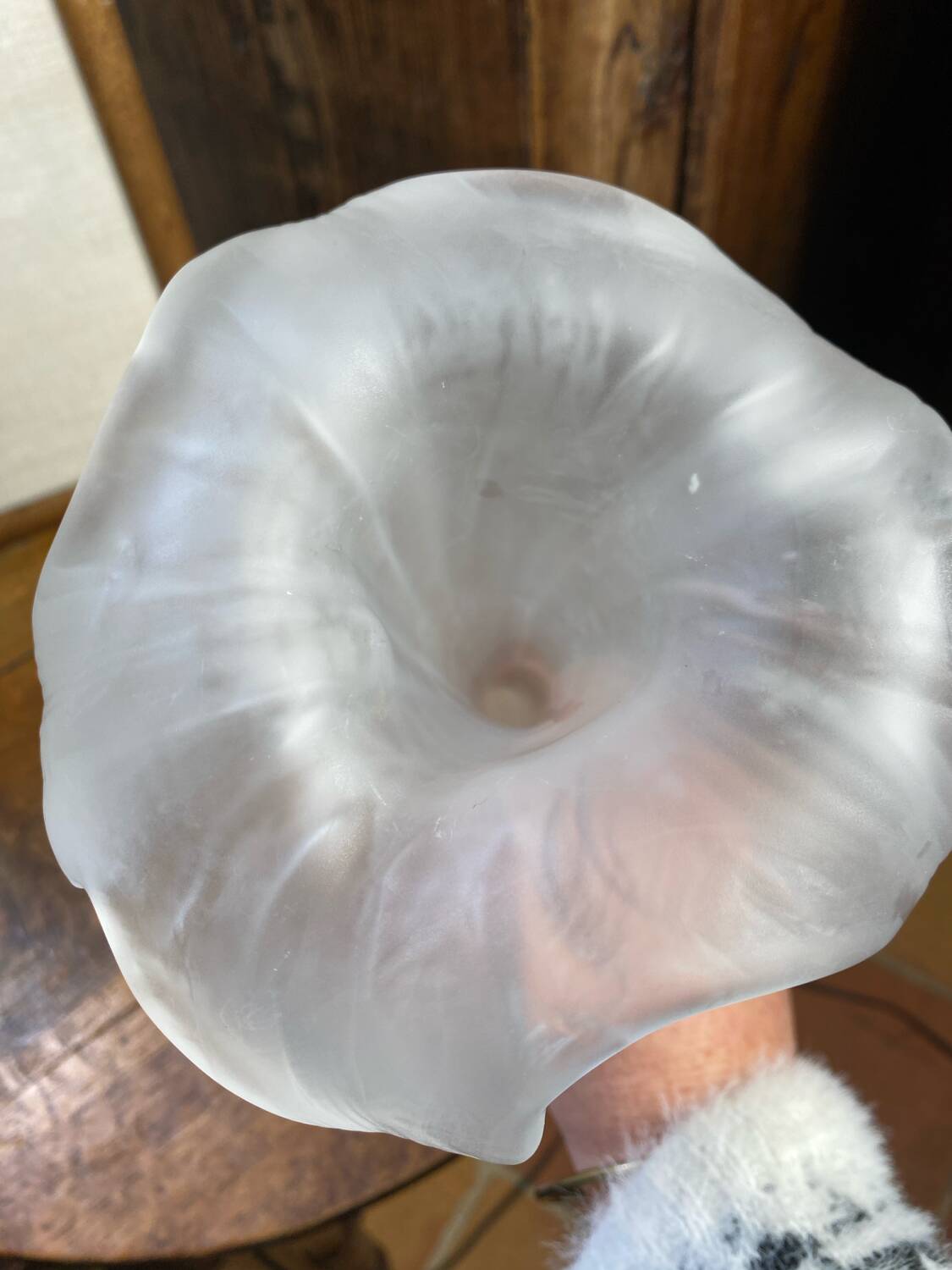 Frosted glass corolla flower vase