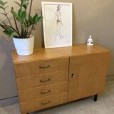 Scandinavian vintage chest of drawers from the 60s in light oak