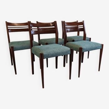 Series of 5 Scandinavian teak chairs from the 60s/70s