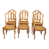 6 Louis XV caned chairs, Regency style