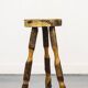 Ancienne table d'appoint en hêtre Wabi Sabi
