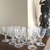 Set of 10 engraved crystal aperitif glasses