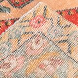 4x7 Orange Red Geometric Oriental Vintage Rug, 134x218Cm