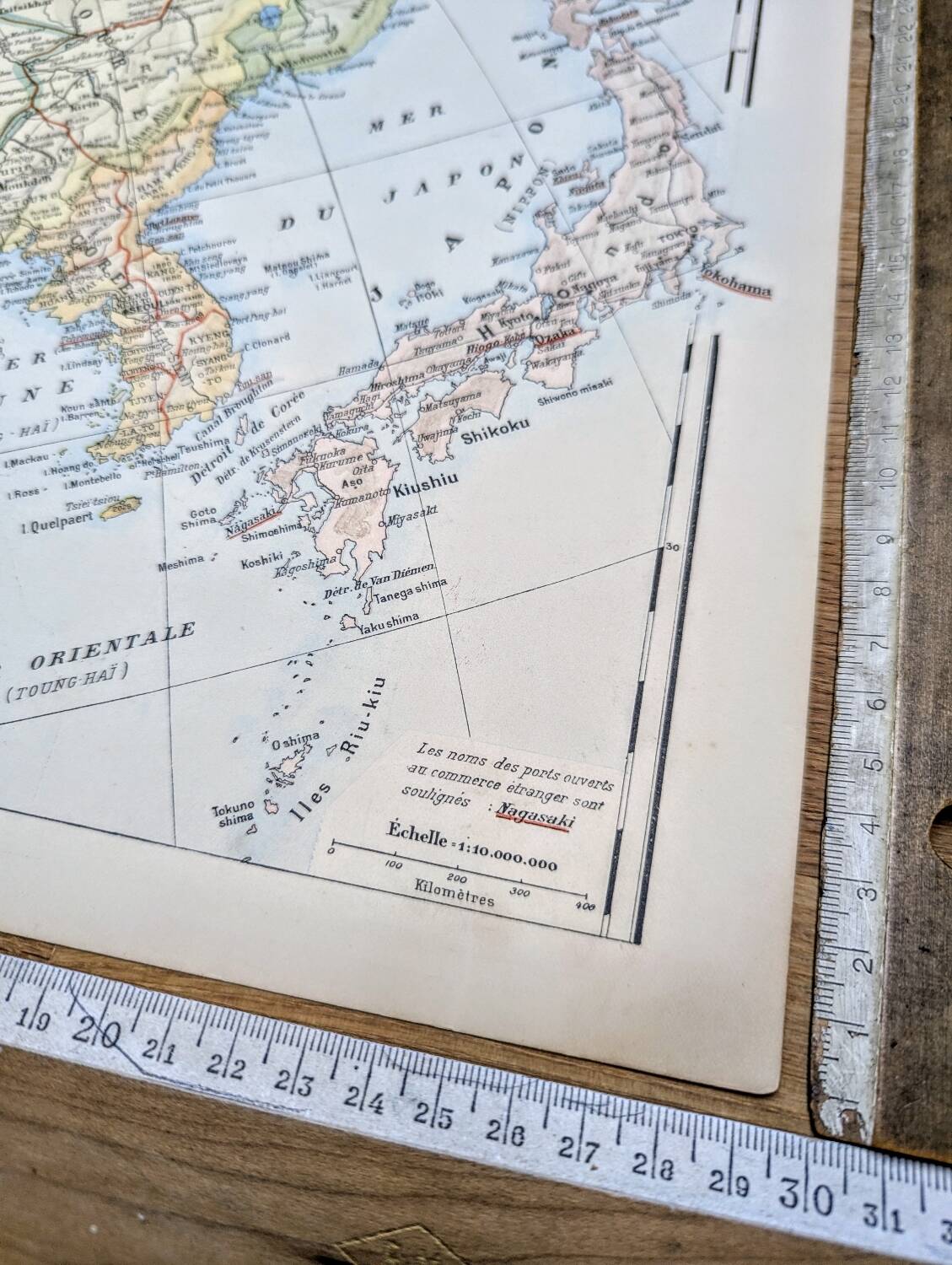 Planche géographique imprimée en 1900 l'Asie, Chine et Japon