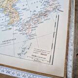 Planche géographique imprimée en 1900 l'Asie, Chine et Japon