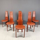 Vintage Leather Dining Chairs by Arper Italy, 1980s - Set of 6