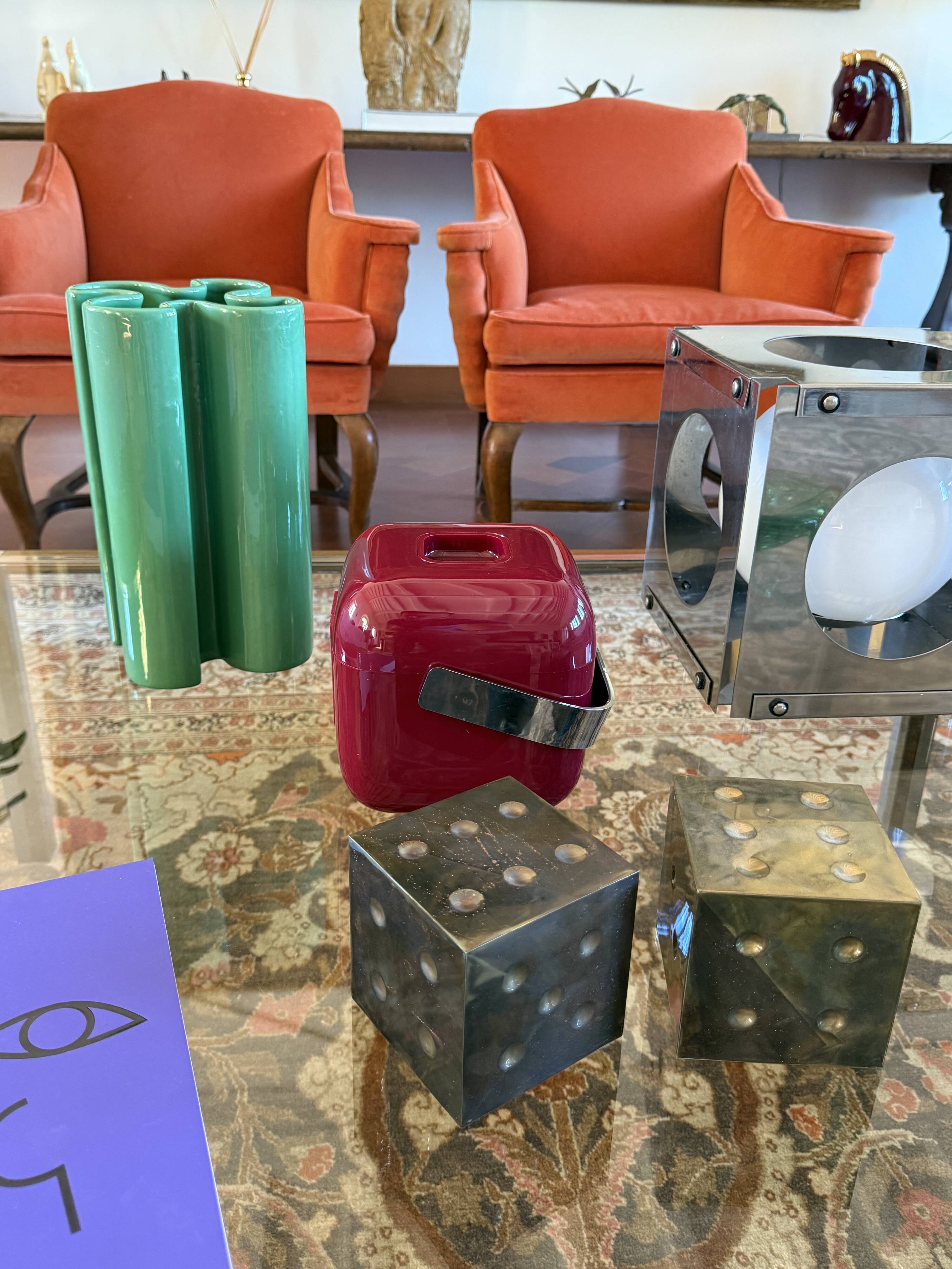 Space age red Ice Bucket, Guzzini Italy, ca. 1970s