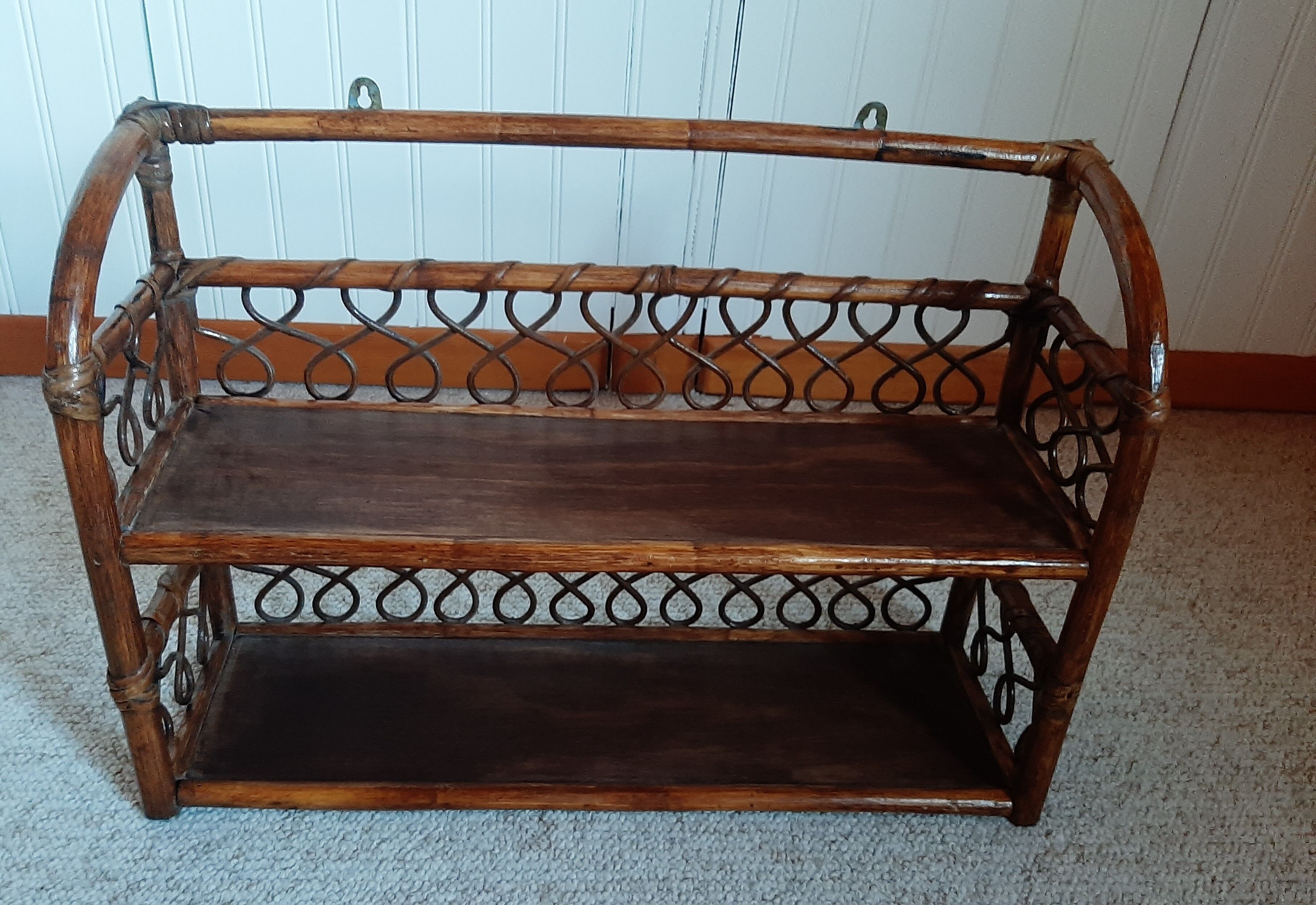 Rattan wall shelf 2 levels