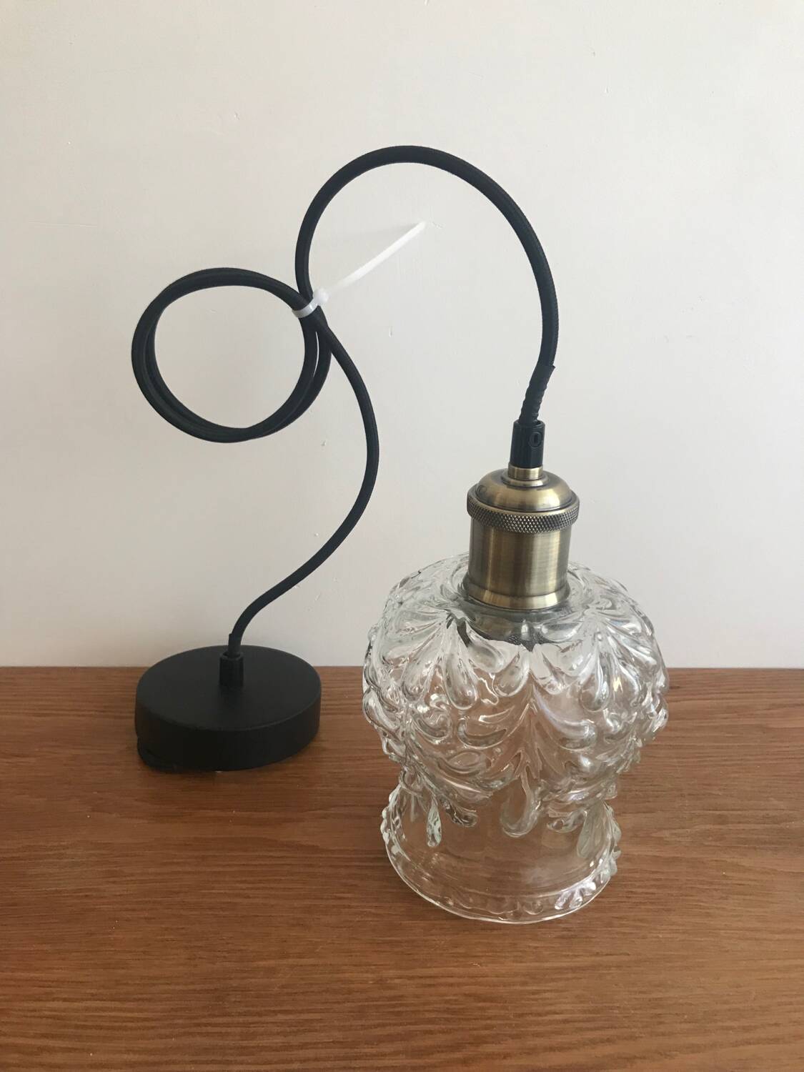 Suspension/plafonnier Avec Globe Vintage En Verre Et Système Électrique Neuf