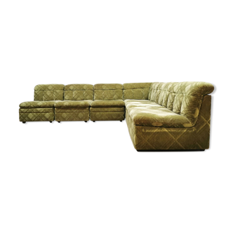 Vintage modular sofa ‘criss cross green velvet’