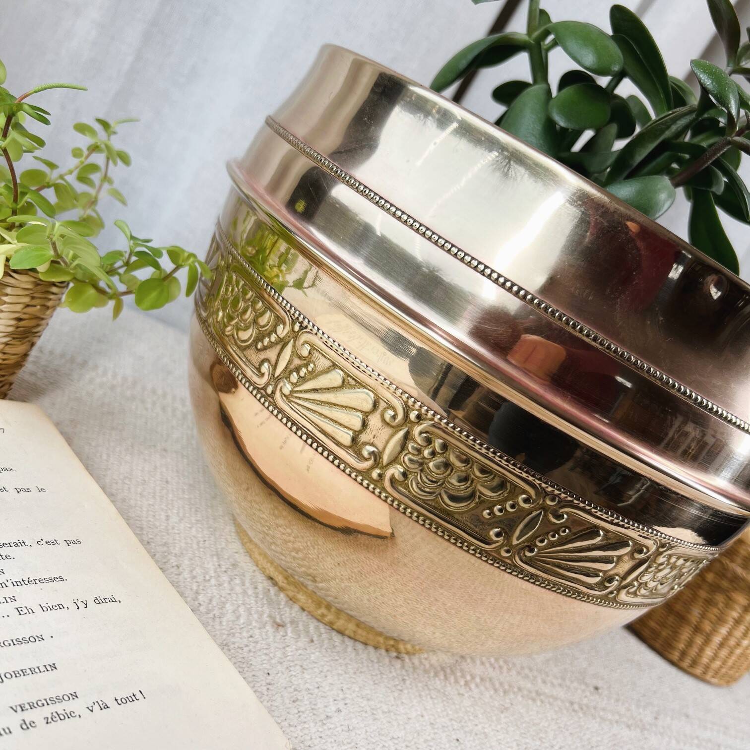Large vintage brass planter