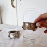 2 Antique Salt Shakers or Cups for Salt and Pepper Shakers Silver Plated Art Deco Metal