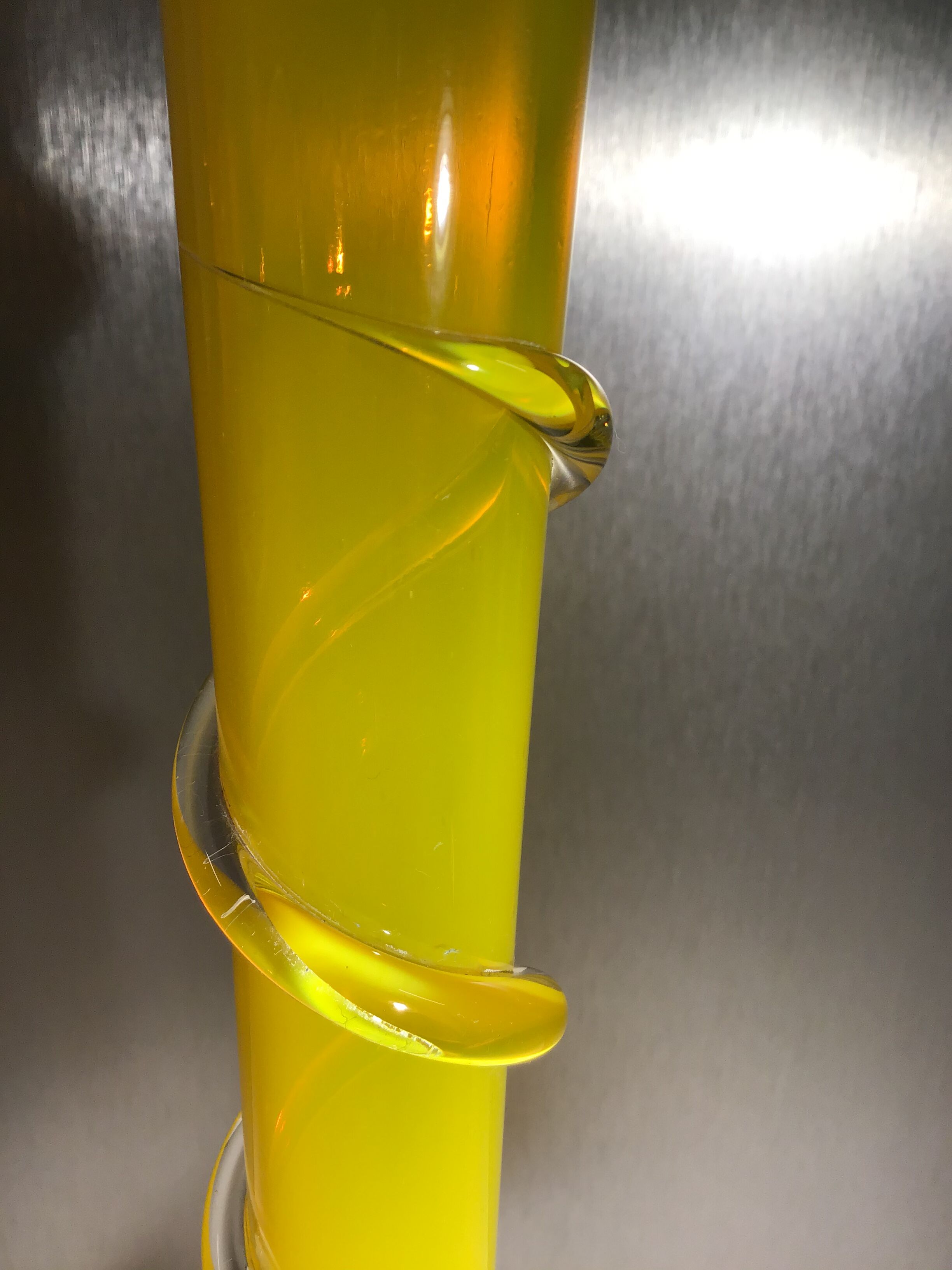 Soliflore vase in twisted yellow glass from the 60s/70s