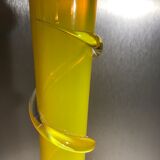 Soliflore vase in twisted yellow glass from the 60s/70s