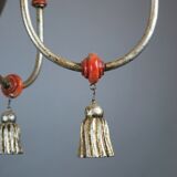 Italian chandelier in patinated wood, 50s