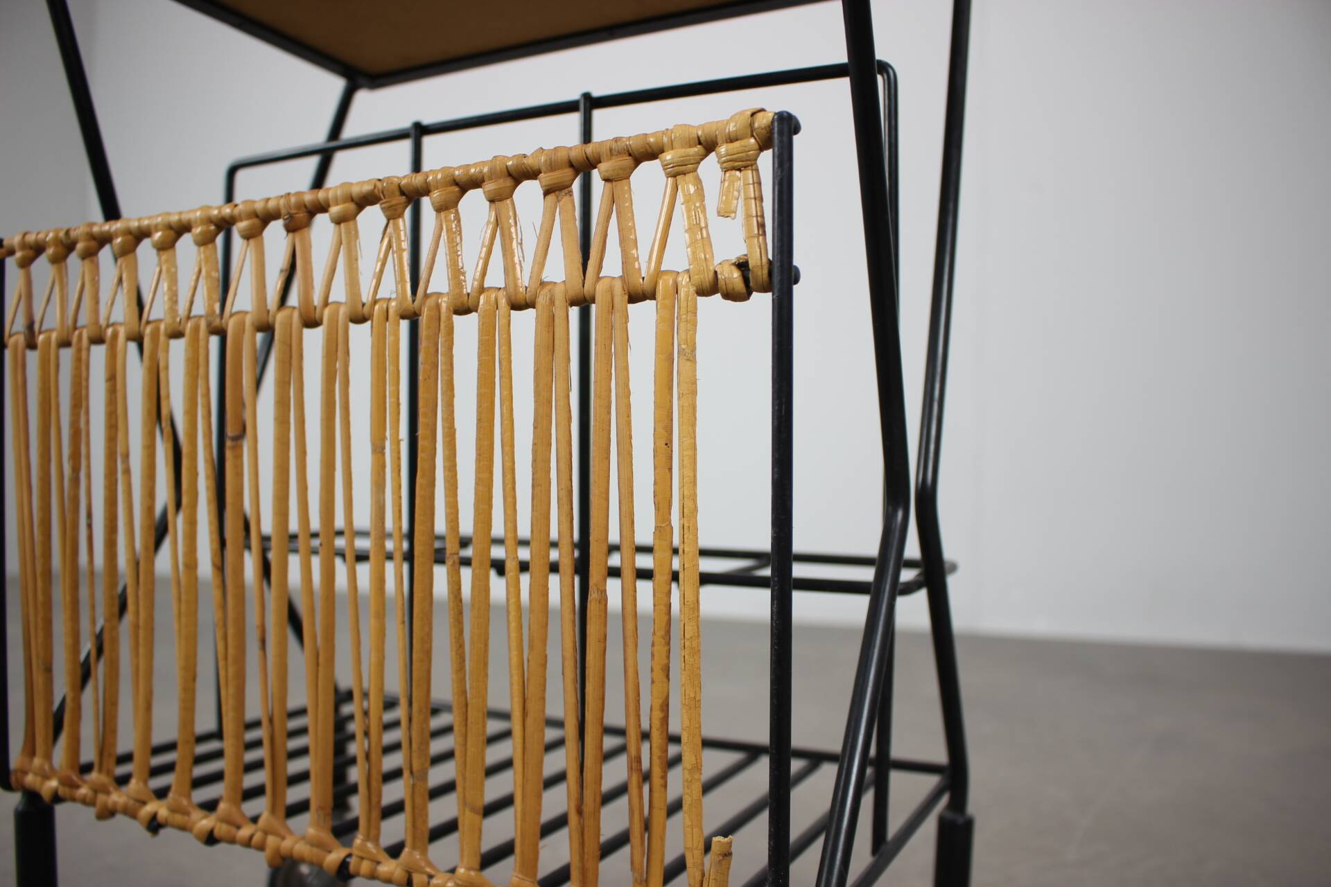 Mid-century Rolling Magazine Rack Cart, 1970s, Czechoslovakia