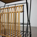 Mid-century Rolling Magazine Rack Cart, 1970s, Czechoslovakia