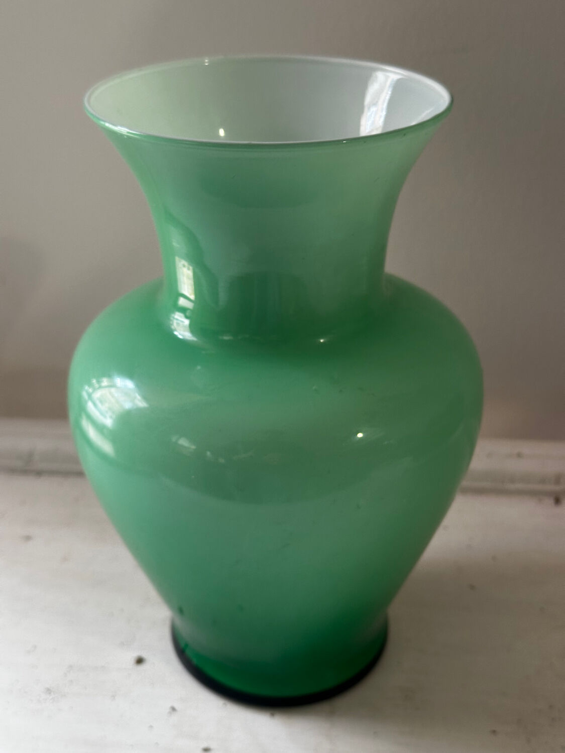 Vintage green opaline vase