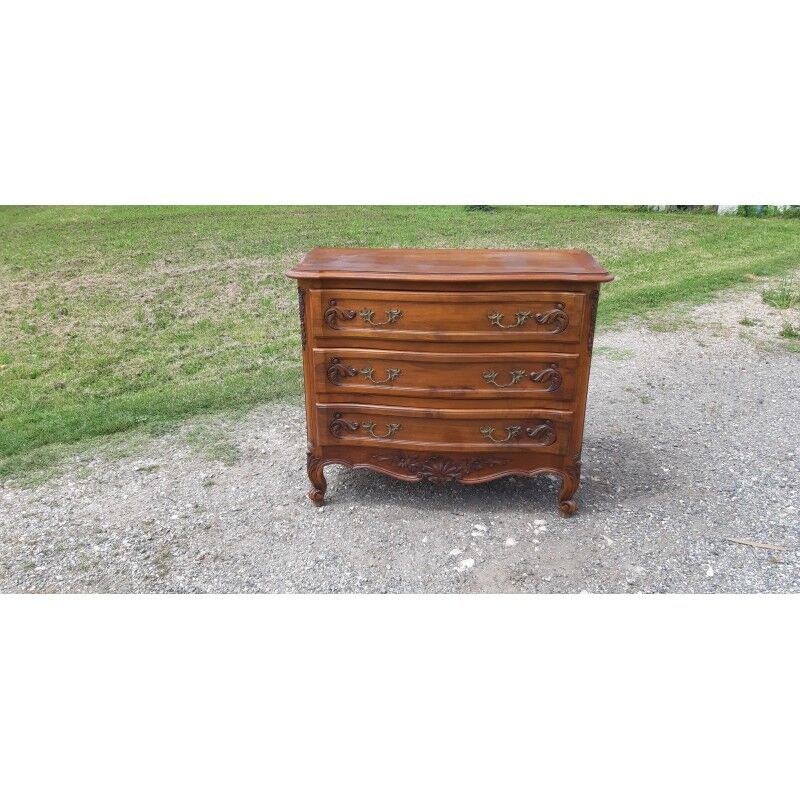 19th Century Walnut and Brass Commode, 3 Drawers