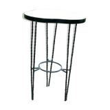 Table selette wrought iron and formica yellow vintage 1960