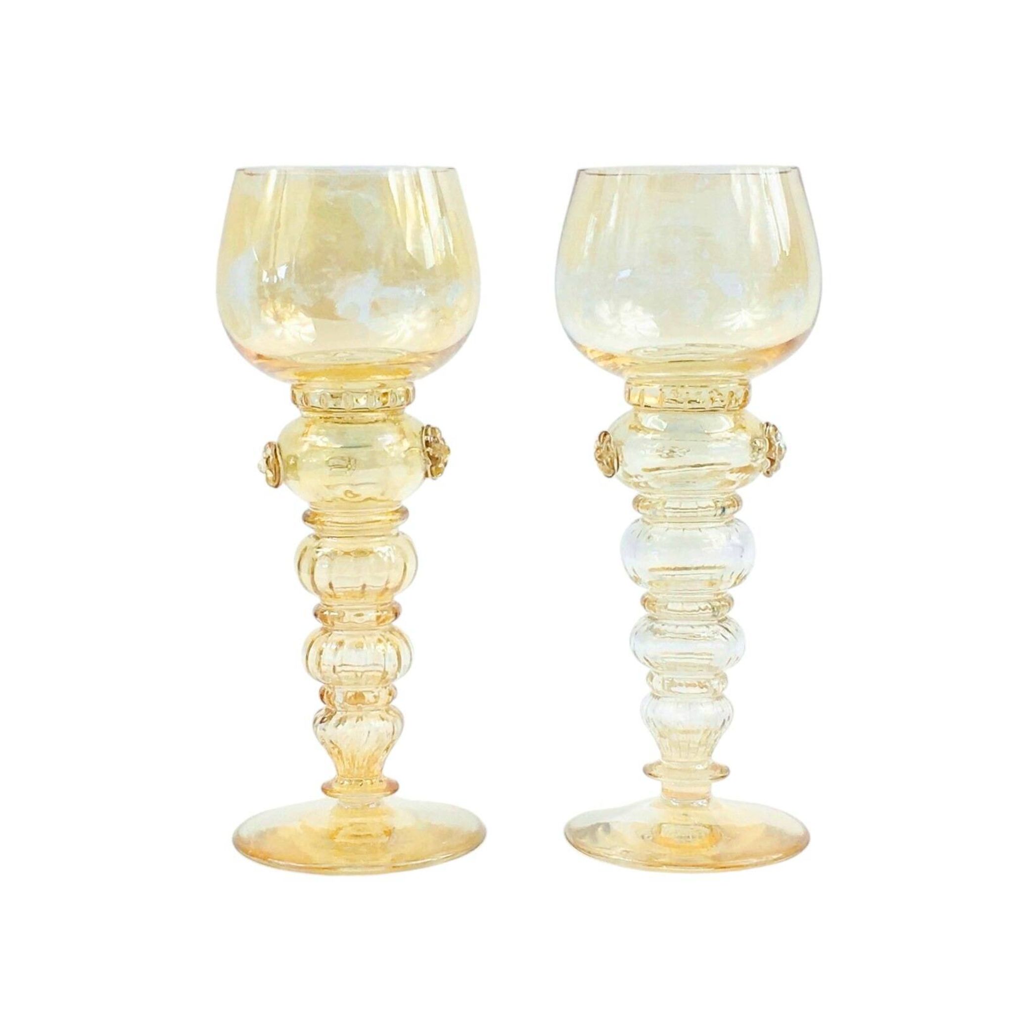 Verres à vin en verre soufflé à la main de Roemer, Allemagne, années 1900