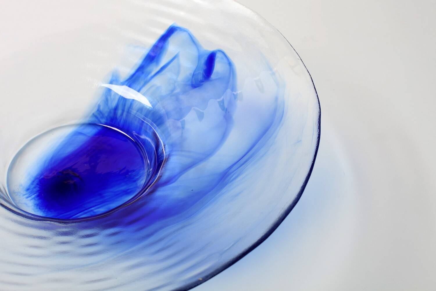 Vintage Bormioli Rocco Glass Bowl: Blue Swirl Mid-Century Platter / 1990s