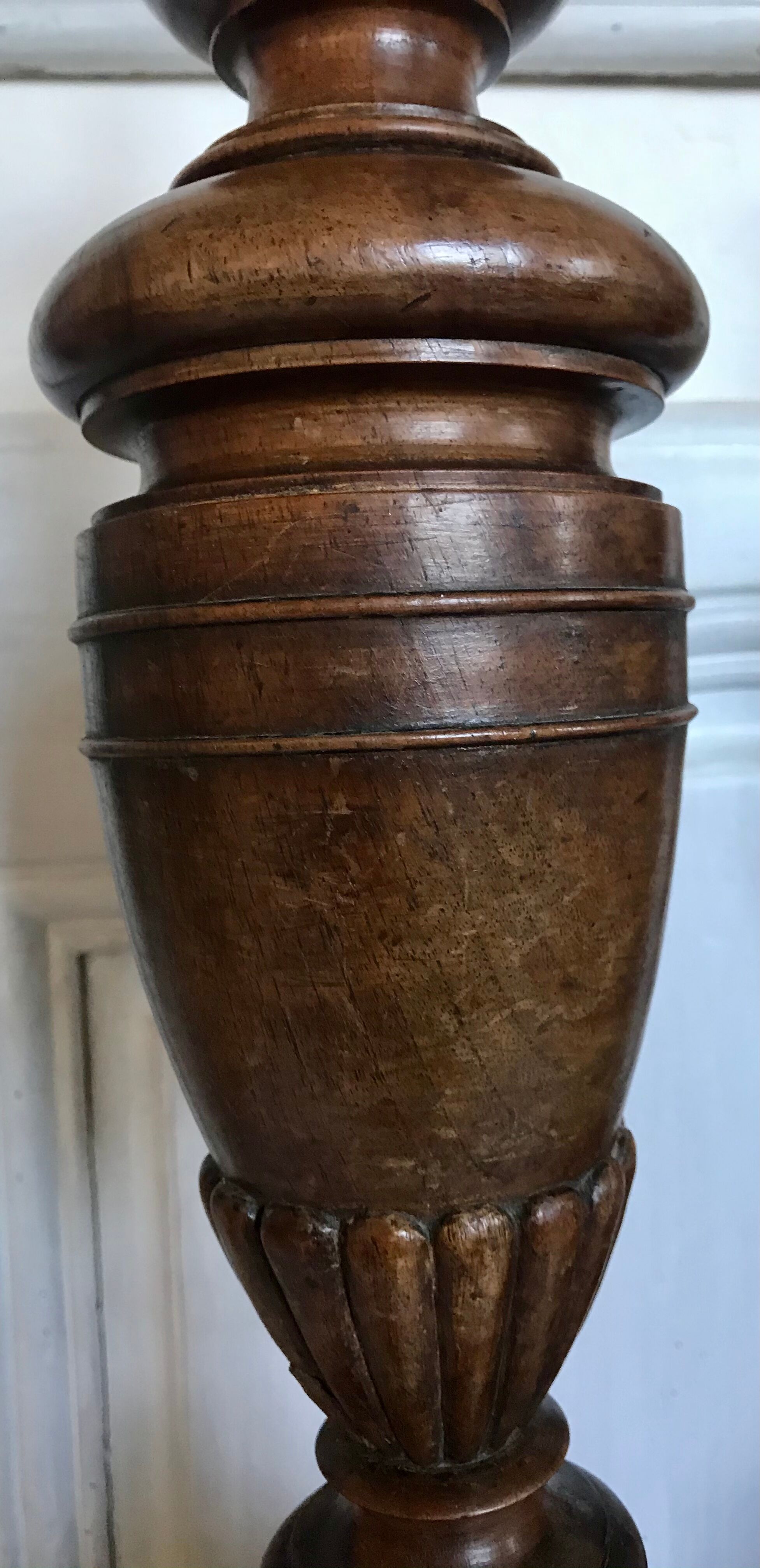 Pair of art deco wooden lamps