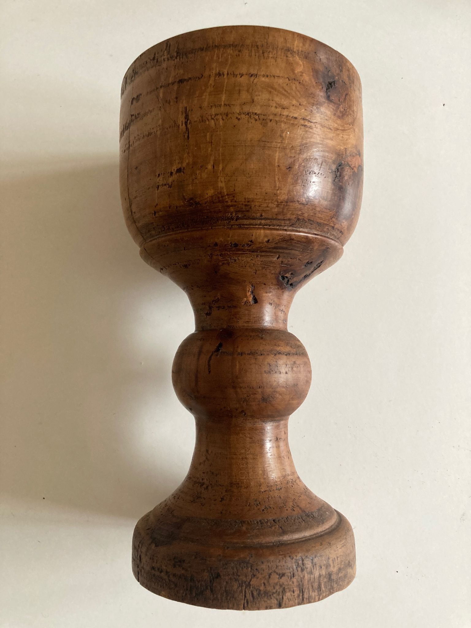 Pot cover 19th neo classic solid wood turned H24cm