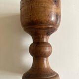Cache pot 19e néo classique en bois massif tourné H24cm