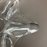 Large French Floral Crystal Glass Shell Bowl by Art Vannes, France, 1970s