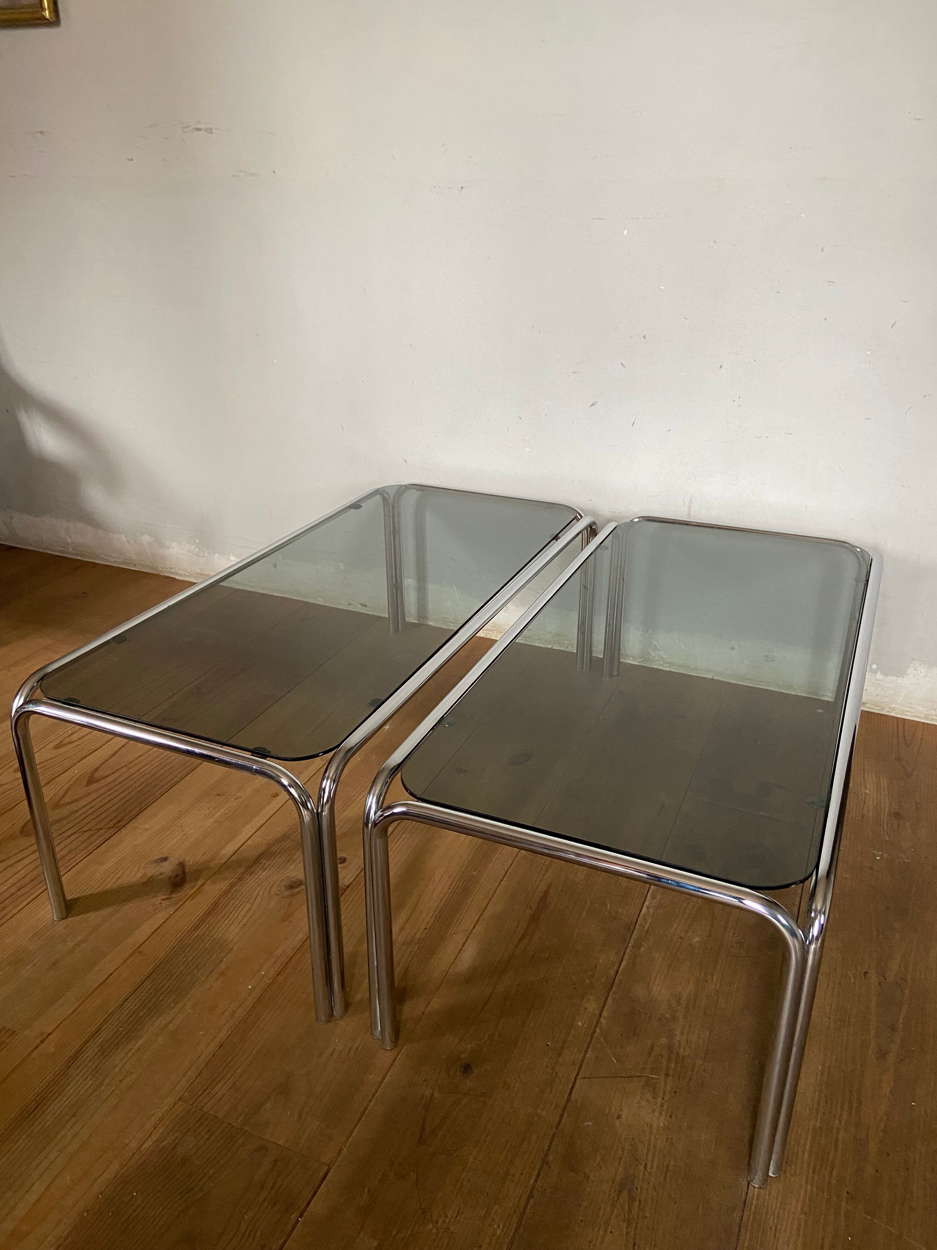 Pair of sofa ends / coffee table chrome year 70