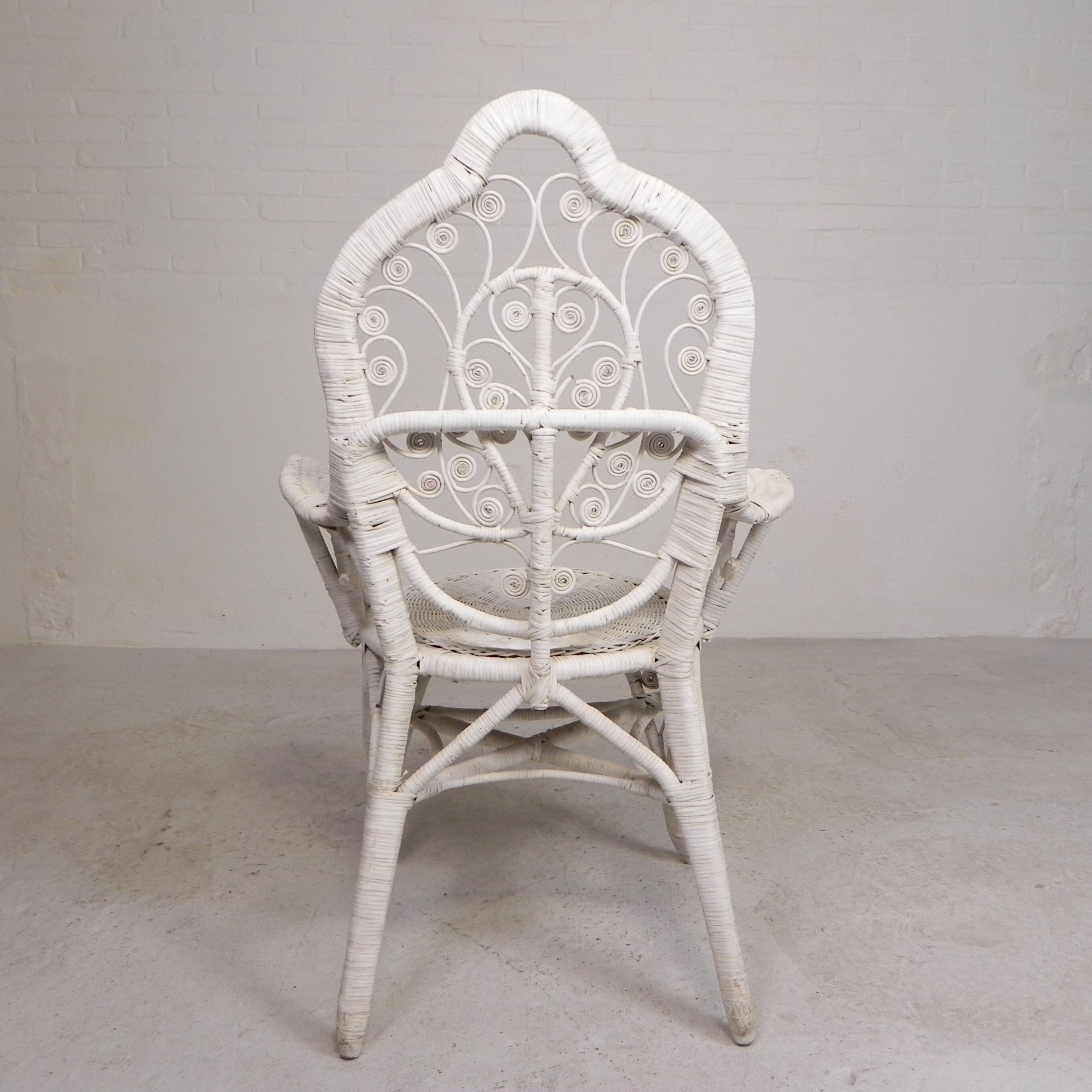 Vintage bamboo, rattan armchair with armrests, 1950s