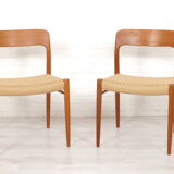 2 dining chairs model 75 by Niels Otto Moller 50/60