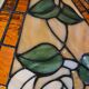 Large brass lamp, 1970, 6kg, restored electrical wiring, 67x47cm stained glass lampshade