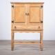 Small Brutalist Oak Cabinet with Brass Handles, Denmark, 1960s