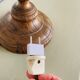 Large vintage lamp with turned wooden base, wool and rope striped lampshade