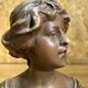 old plaster bust, young art deco woman, patina, signed Gustave Van Vaerenbergh