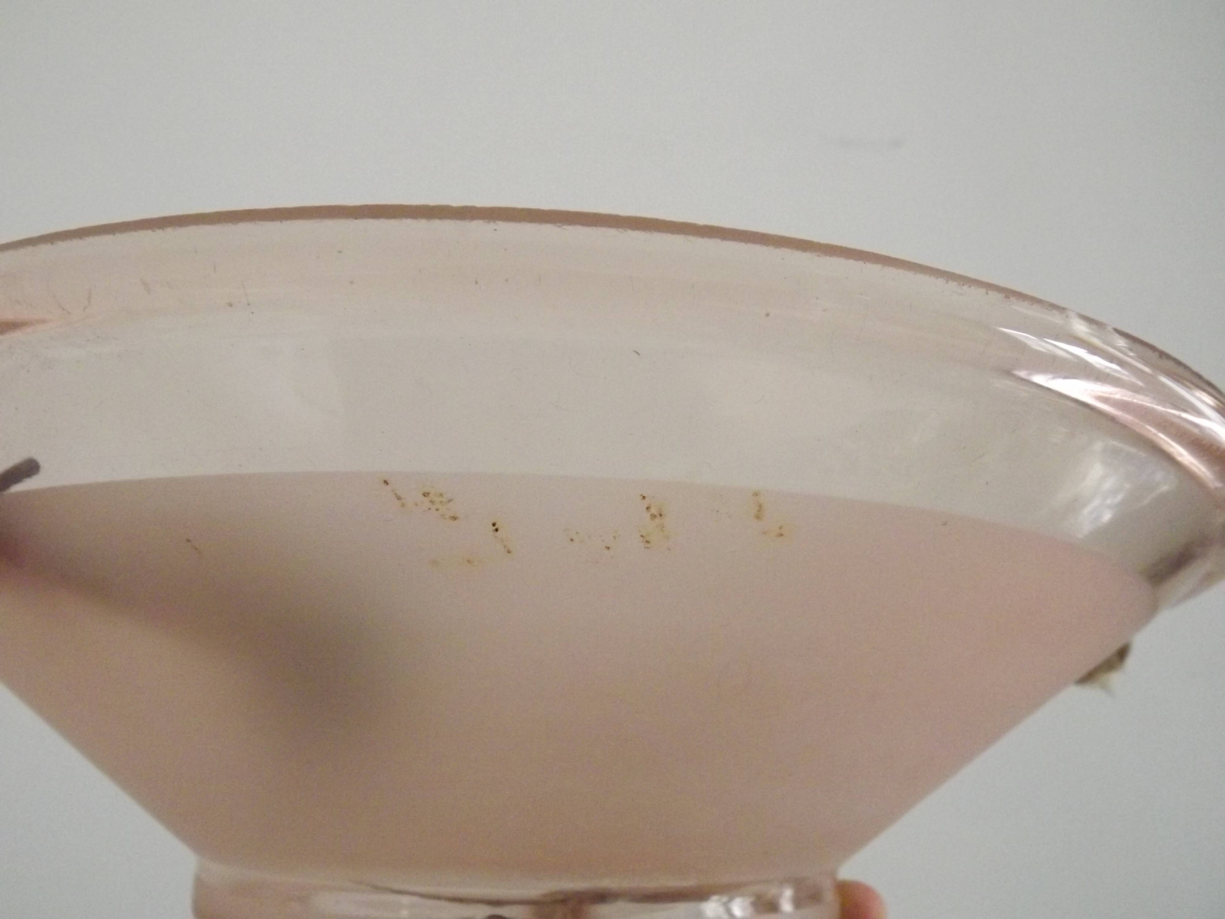 Vintage pink glass lamp with 3 cord hangers and pink ceiling 5001.