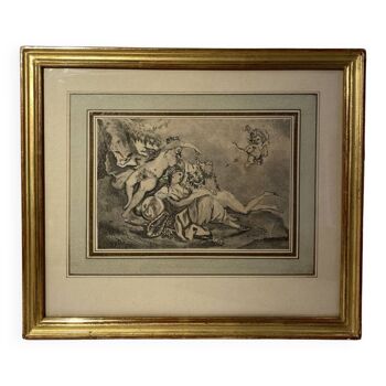 Gravure ancienne, Venus et Cupidon d’après Francois Boucher début XX siècle