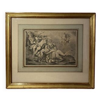 Antique print, Venus and Cupid after Francois Boucher early XX century