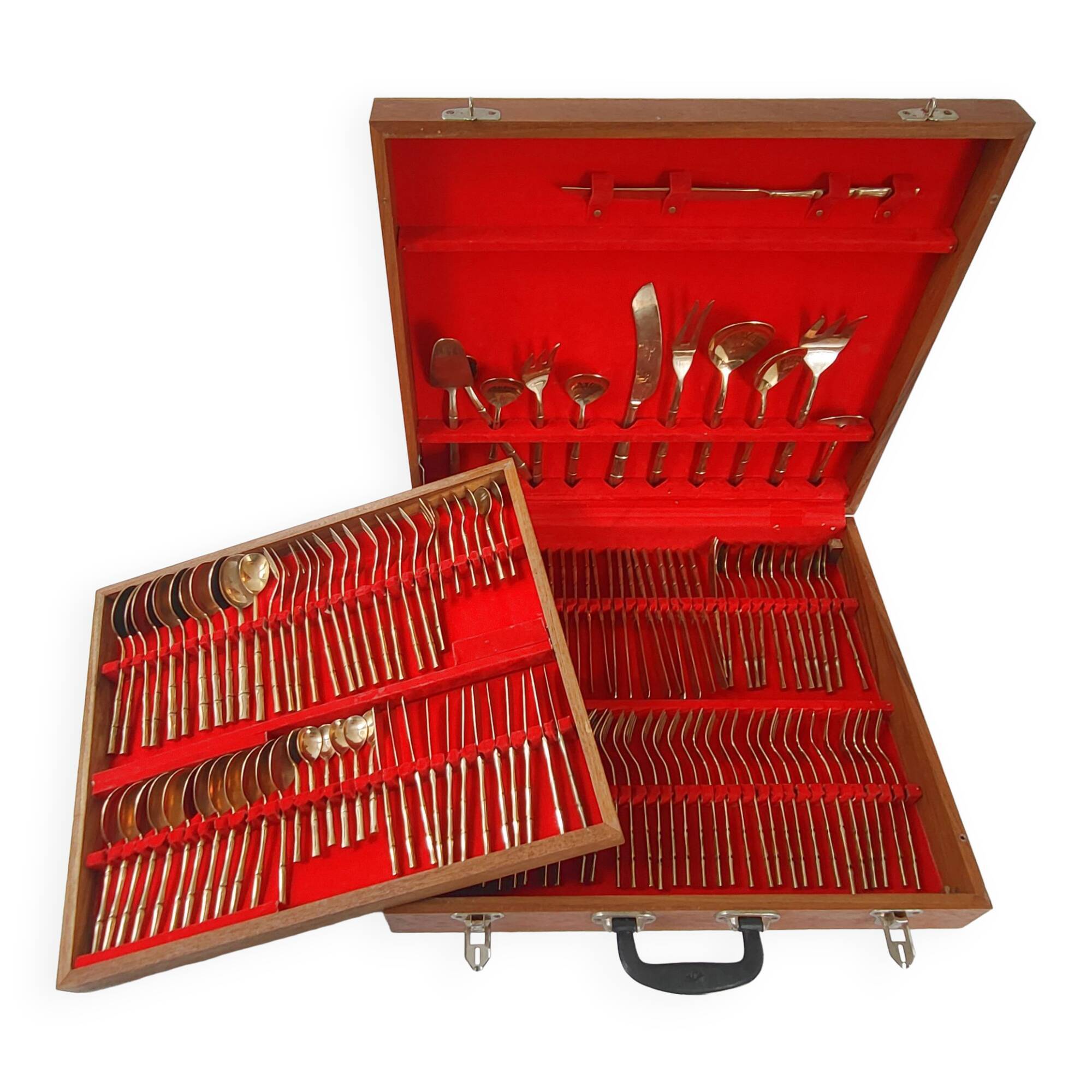 Cutlery set imitation bamboo 144 pieces vintage 1950
