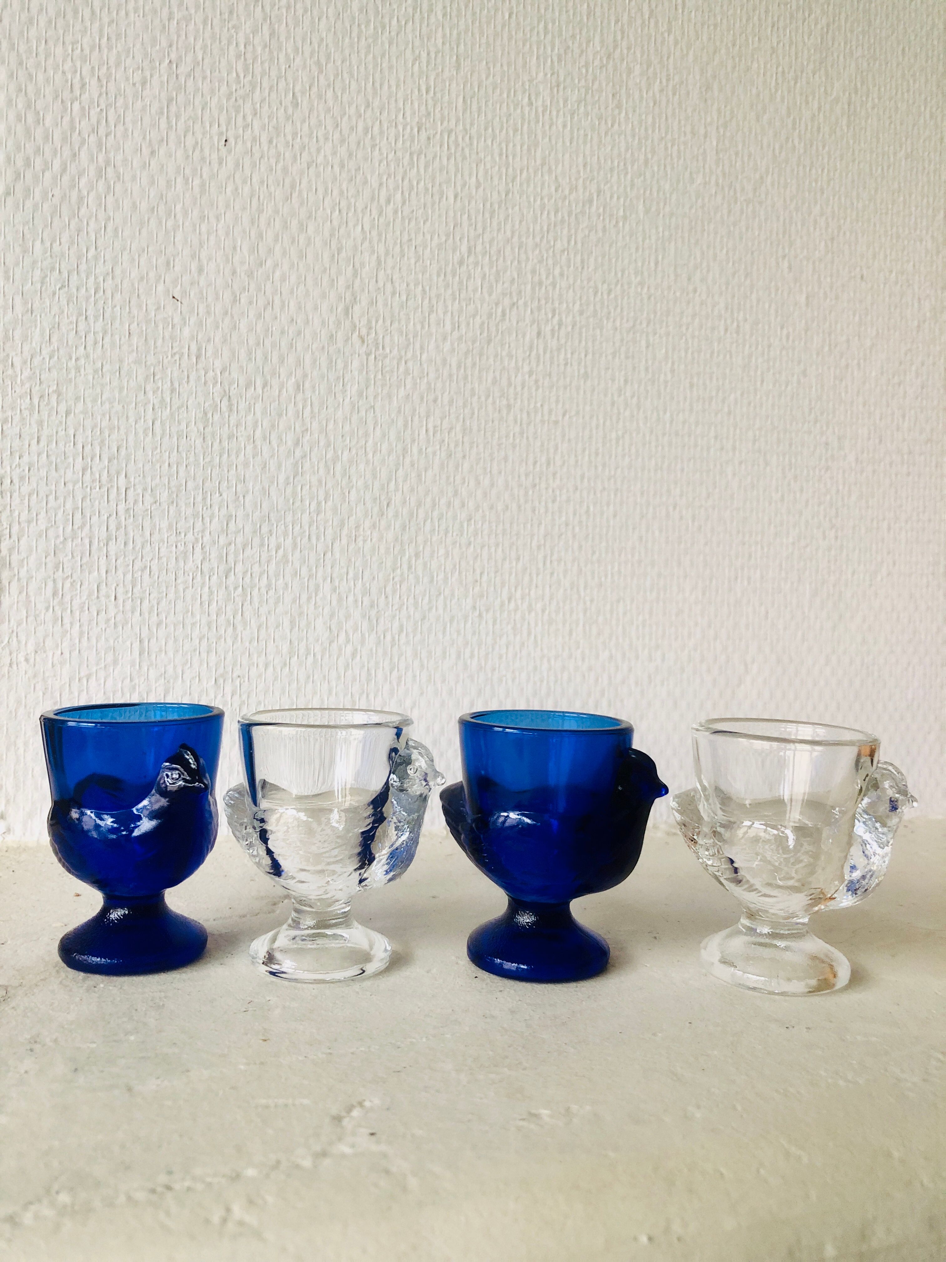 Electric blue and white glass shells