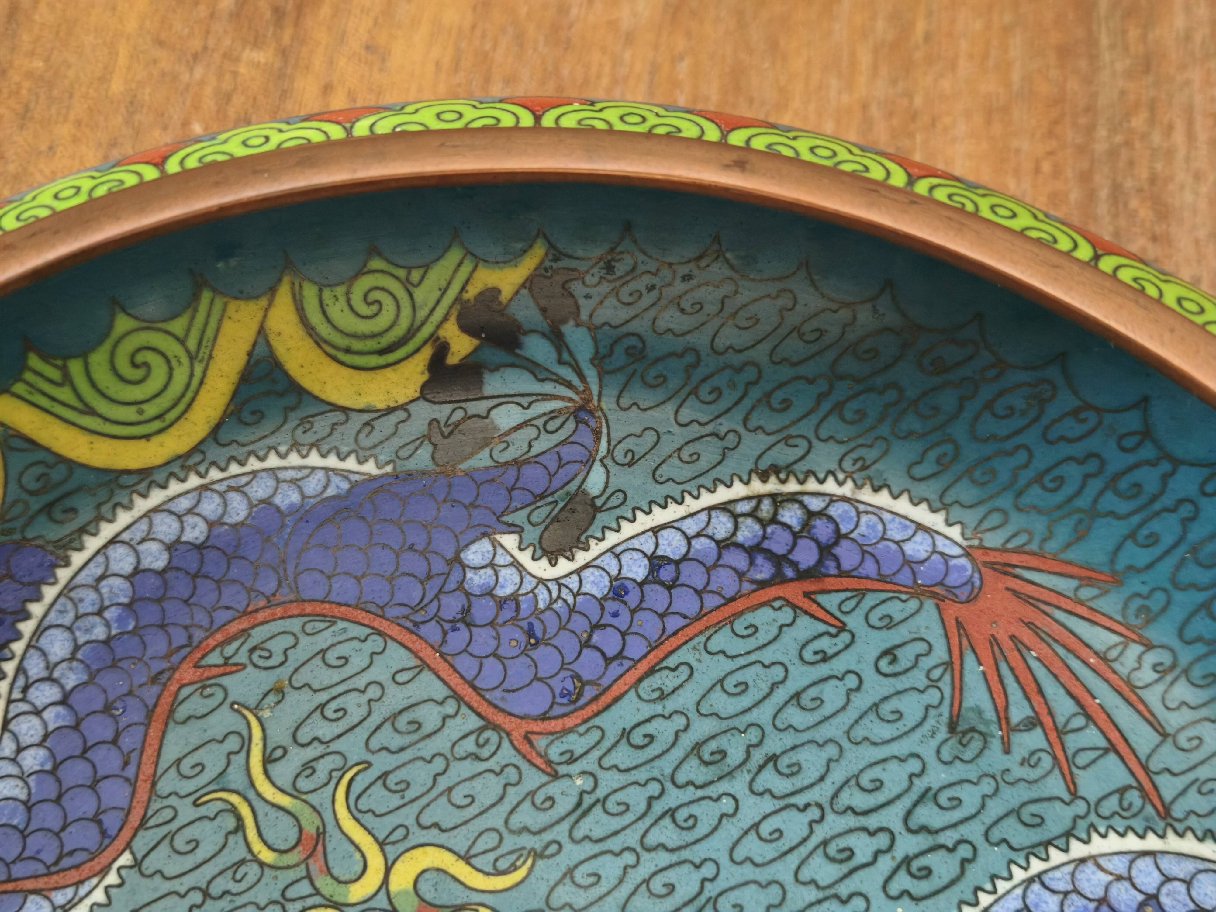Ancient cloisonné enamel brush rinsing bowl from China.