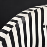 Mid-century modern Scandinavian rounded armchairs with black and white stripes, 1960s.