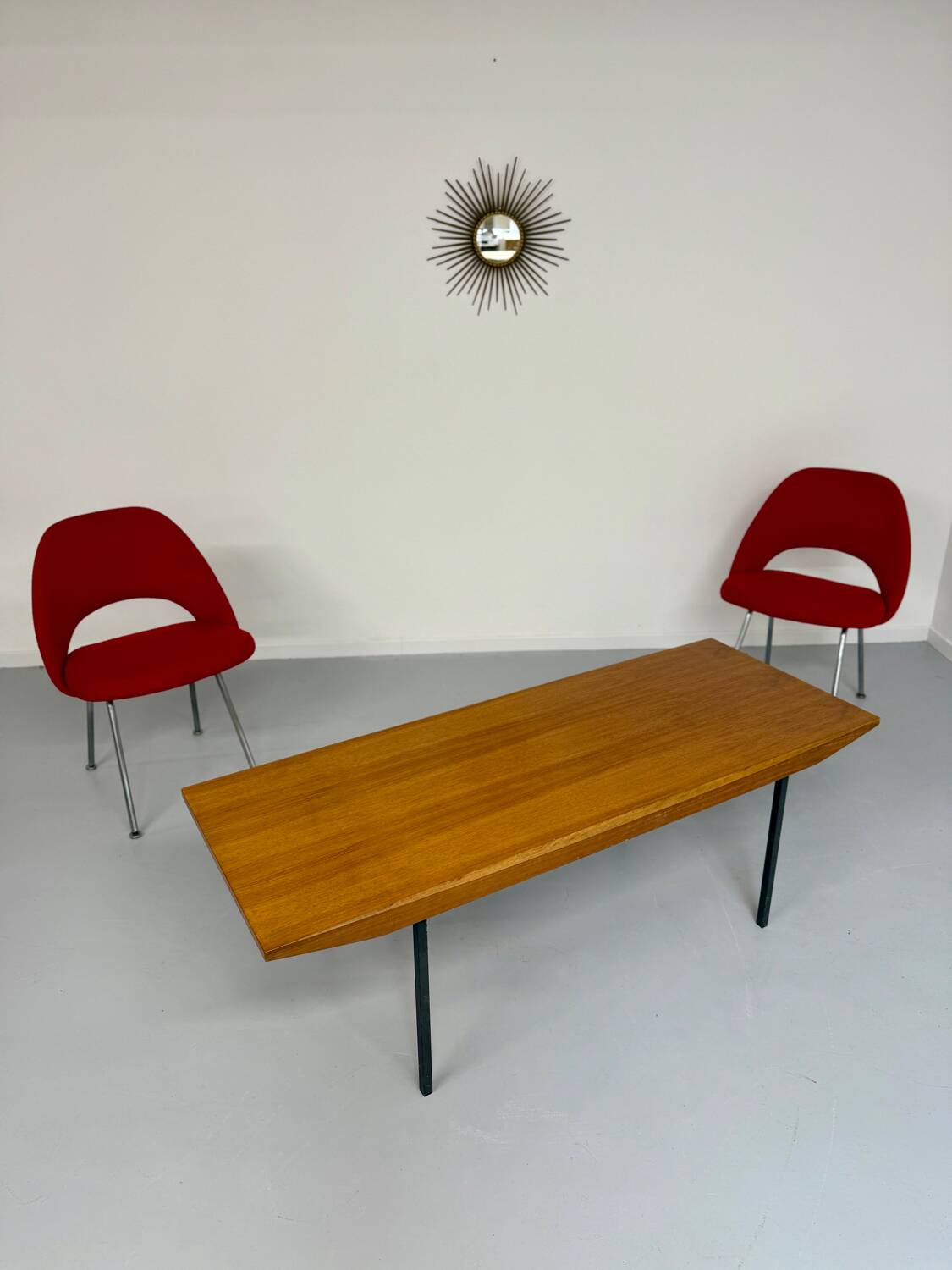 Antique Wilhelm Renz designer wooden coffee table, vintage Scandinavian style, 1960s