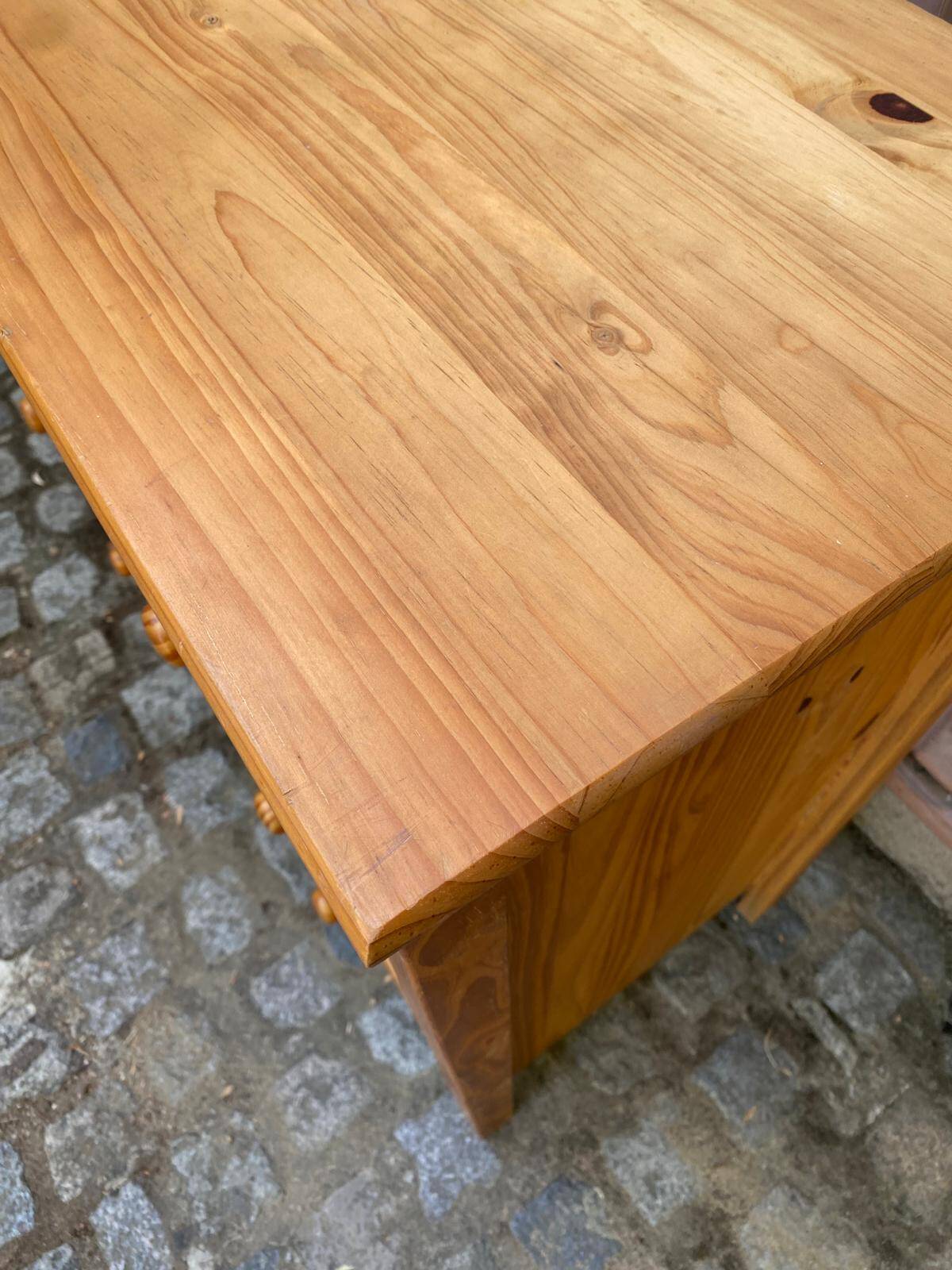 Commode scandinave en bois massif avec 3 tiroirs années 90