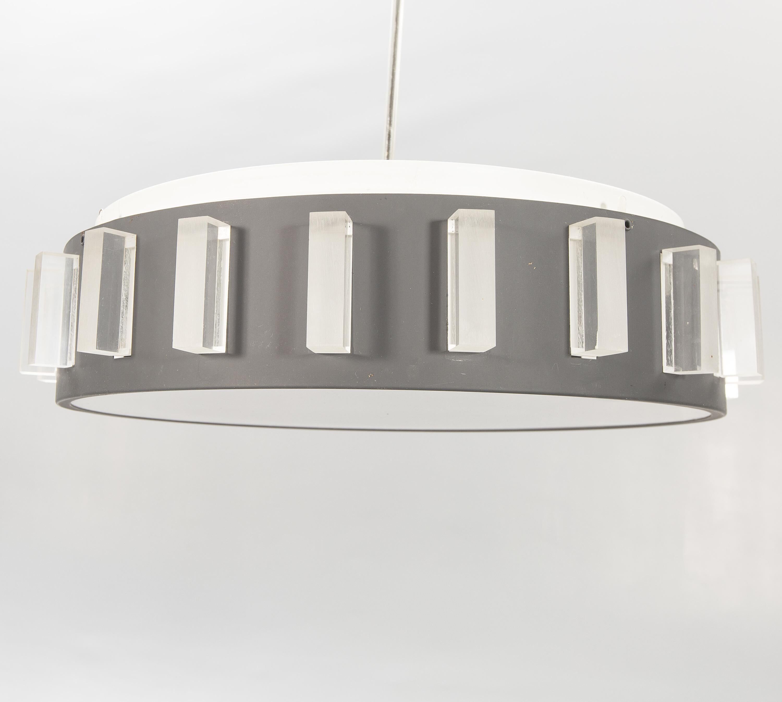 Metal and plexiglass ceiling light Anonymous Sweden 1970